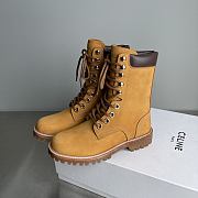 Okify Celine Suede Ankle Boots With Fur Trim In Yellow  - 3