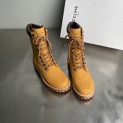 Okify Celine Suede Ankle Boots With Fur Trim In Yellow  - 2