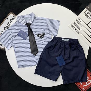 Okify Prada Set Of Blue Shirt And Shorts For Kids 
