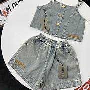 Okify Balenciaga Set Of Denim Top And Shorts For Kids - 5