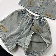 Okify Balenciaga Set Of Denim Top And Shorts For Kids - 4