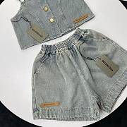Okify Balenciaga Set Of Denim Top And Shorts For Kids - 2