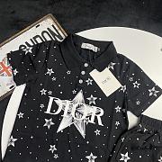 Okify Dior Set Of Black Star Polo And Shorts For Kids - 2
