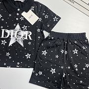 Okify Dior Set Of Black Star Polo And Shorts For Kids - 4