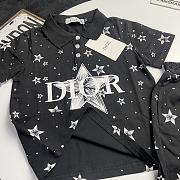Okify Dior Set Of Black Star Polo And Shorts For Kids - 5