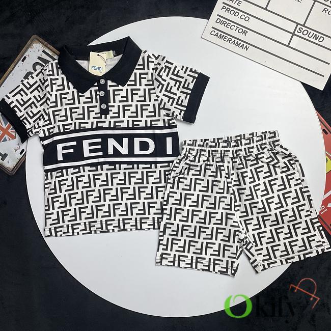 Okify Fendi Set Of Polo And Shorts For Kids - 1
