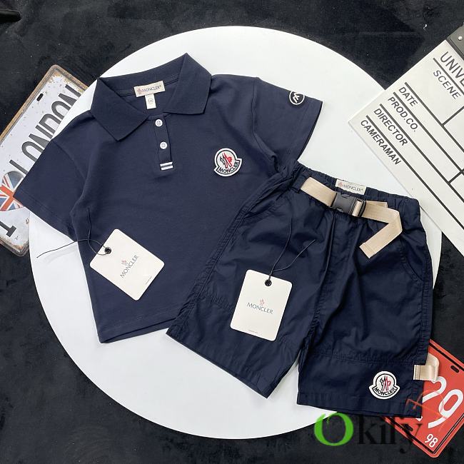 Okify Monclef Set Of Dark Blue Polo And Shorts For Kids - 1