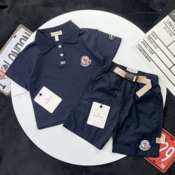 Okify Monclef Set Of Dark Blue Polo And Shorts For Kids