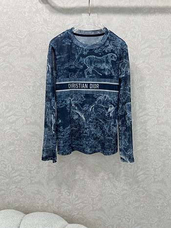 Okify Dior Mesh Bottoming Shirt In Blue 