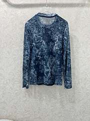 Okify Dior Mesh Bottoming Shirt In Blue  - 2