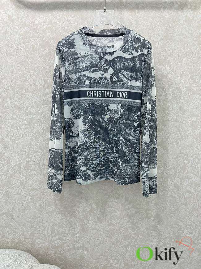 Okify Dior Mesh Bottoming Shirt In Gray  - 1