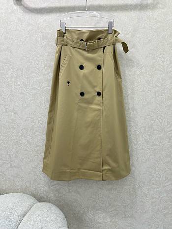 Okify Dior Double-Breasted Belted Trench Skirt In Classic Beige 