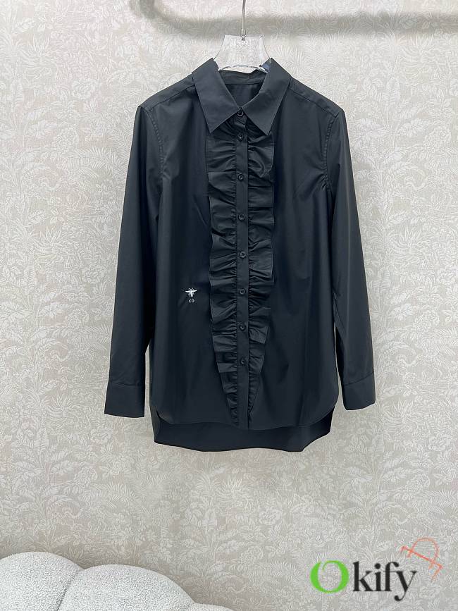 Okify Dior Black Ruffle-Front Shirt  - 1