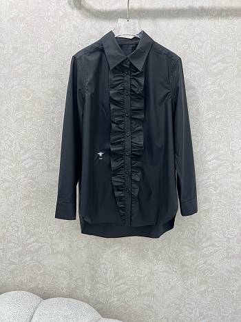 Okify Dior Black Ruffle-Front Shirt 