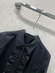 Okify Dior Black Ruffle-Front Shirt  - 4