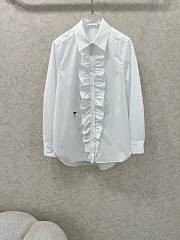 Okify Dior White Ruffle-Front Shirt  - 1