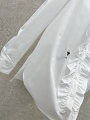 Okify Dior White Ruffle-Front Shirt  - 3