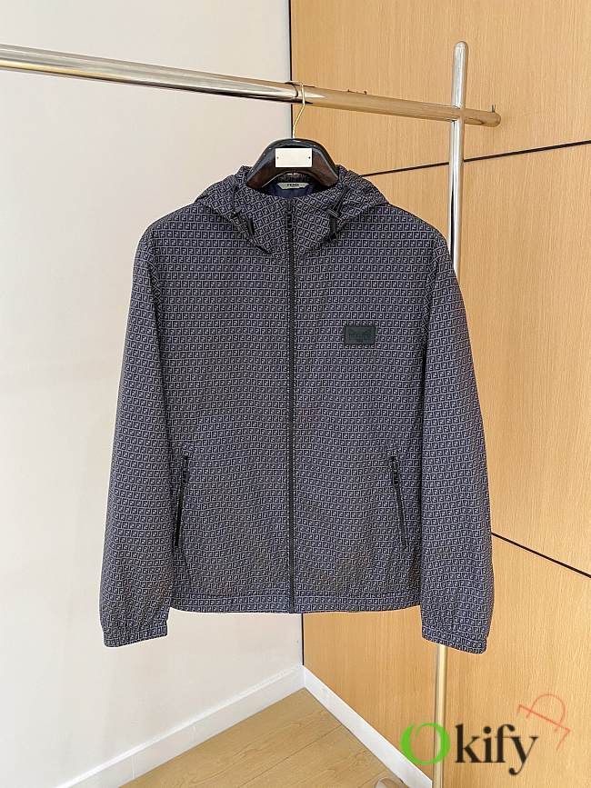 Okify Fendi Light Padded Hooded Jacket In Gray  - 1