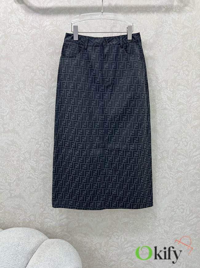 Okify Fendi Black Long Skirt  - 1