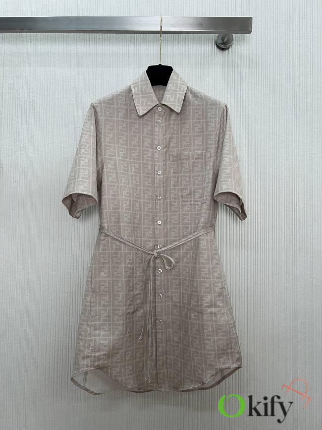 Okify Fendi Beige Shirt Dress - 1