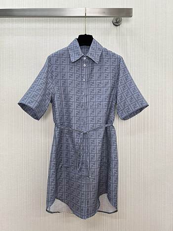 Okify Fendi Blue Shirt Dress