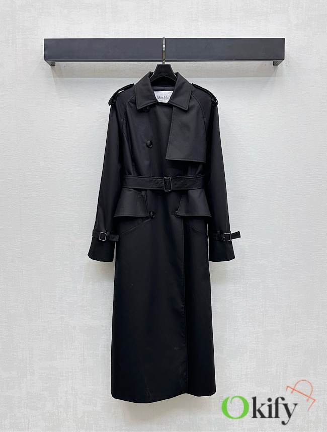 Okify MaxMara Black Belt Trench Coat  - 1