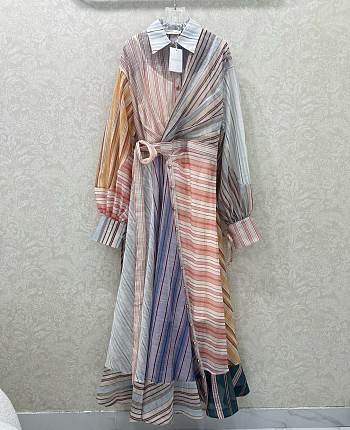 Okify Zimmerman Multicolor Striped Midi Shirt Dress 