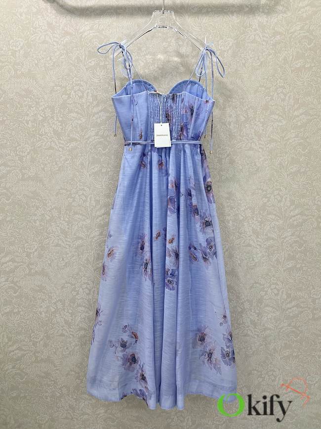 Okify Zimmerman Purple Floral Print Halter Dress - 1