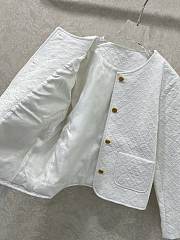 Okify Celine Twill Cotton Jacquard Jacket In White  - 5