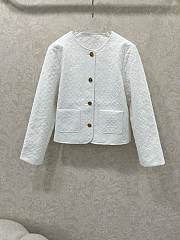 Okify Celine Twill Cotton Jacquard Jacket In White  - 1