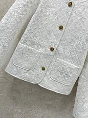 Okify Celine Twill Cotton Jacquard Jacket In White  - 3