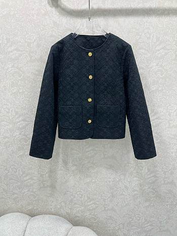 Okify Celine Twill Cotton Jacquard Jacket In Black 