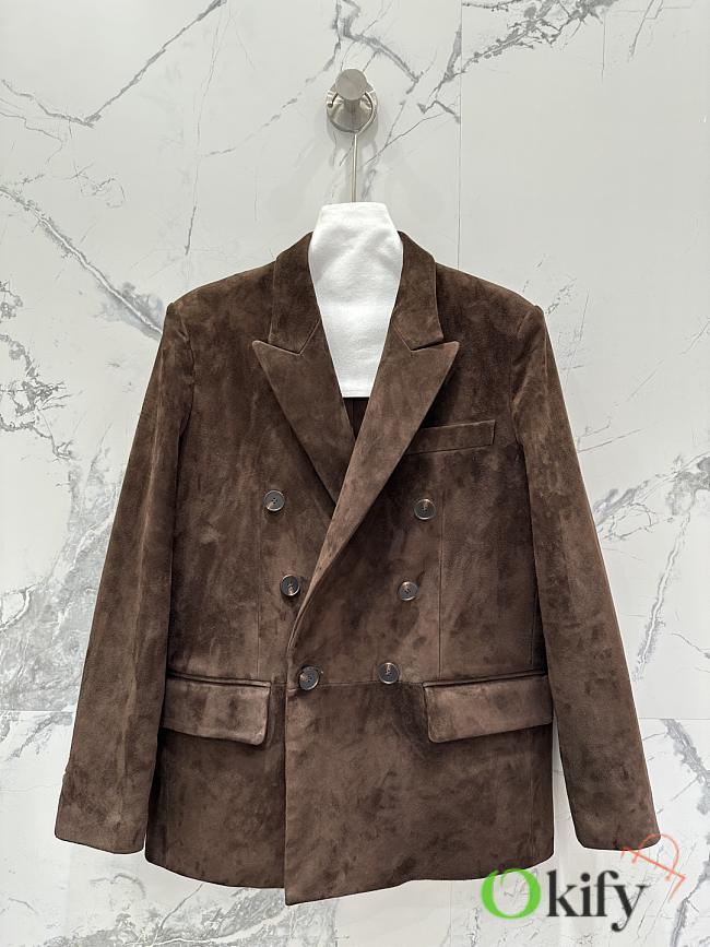 Okify YSL Dark Brown Suede Vest Jacket - 1