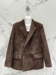 Okify YSL Dark Brown Suede Vest Jacket - 1