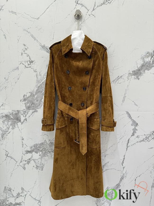 Okify YSL Brown Suede Trench Coat  - 1