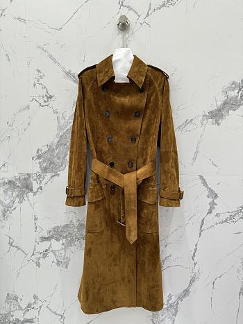 Okify YSL Brown Suede Trench Coat 
