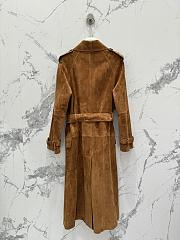 Okify YSL Dark Brown Suede Trench Coat  - 5