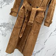 Okify YSL Dark Brown Suede Trench Coat  - 4