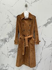 Okify YSL Dark Brown Suede Trench Coat  - 1