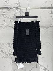 Okify YSL Quilted Pleated Long-Sleeve Dress In Black - 1
