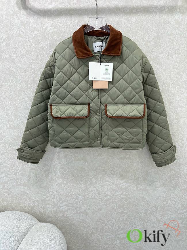 Okify MiuMiu Gray Cotton Padded Jacket - 1