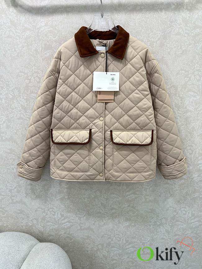 Okify MiuMiu Beige Cotton Padded Jacket - 1