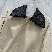 Okify Bottega Veneta Beige Zip-up Jacket With Woven Leather Collar - 4
