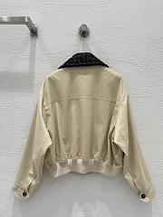 Okify Bottega Veneta Beige Zip-up Jacket With Woven Leather Collar - 3