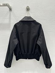 Okify Bottega Veneta Black Zip-up Jacket With Woven Leather Collar - 4
