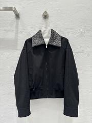 Okify Bottega Veneta Black Zip-up Jacket With Woven Leather Collar - 1