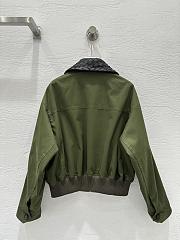 Okify Bottega Veneta Green Zip-up Jacket With Woven Leather Collar - 5
