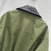 Okify Bottega Veneta Green Zip-up Jacket With Woven Leather Collar - 4