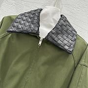 Okify Bottega Veneta Green Zip-up Jacket With Woven Leather Collar - 3