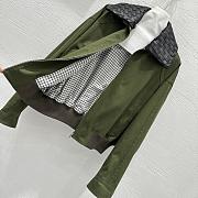 Okify Bottega Veneta Green Zip-up Jacket With Woven Leather Collar - 2